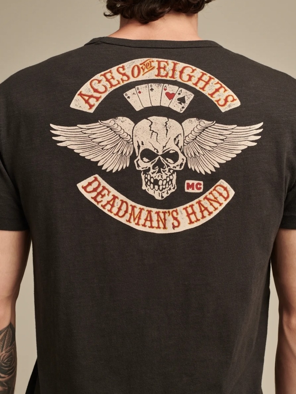 Lucky Brand "Aces Over Eights" Graphic T-Shirt in Jet Black Medium